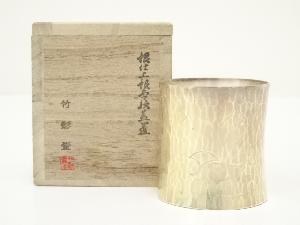 竹影堂造　銀仕上銀杏紋蓋置（共箱）